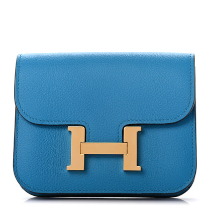 Hermes Evercolor Bi-Color Constance Slim Wallet Bleu Frida Rose Mexico 3 of 8