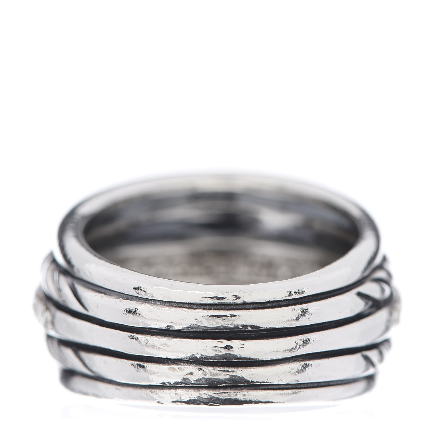 David Yurman Sterling Silver Diamond Cable Five Row Ring 54 6.75 3 of 4