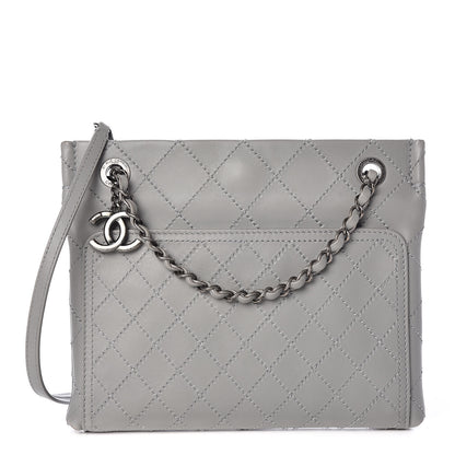 Chanel Calfskin Stitched Small CC Pocket Shoulder Grey 1 of 13