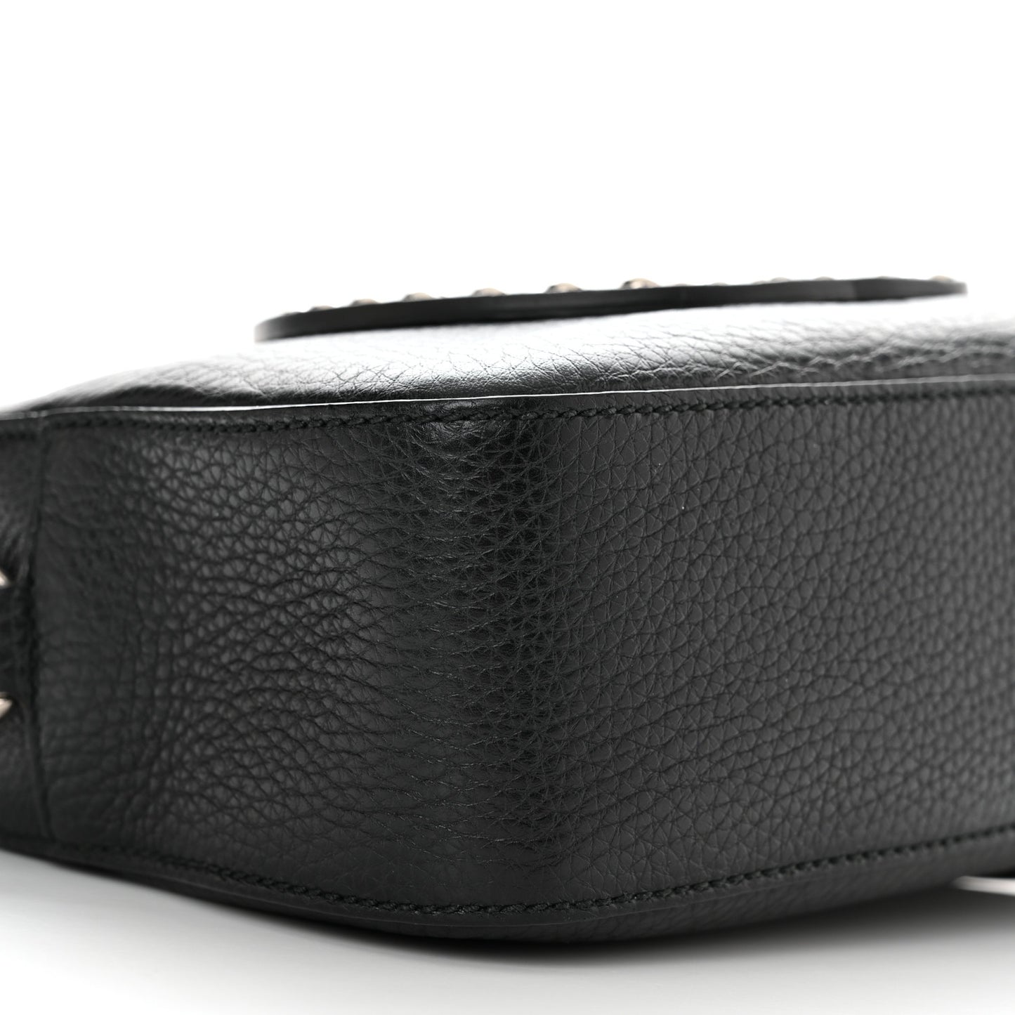 Pebbled Calfskin Studded Small Soho Disco Bag Black