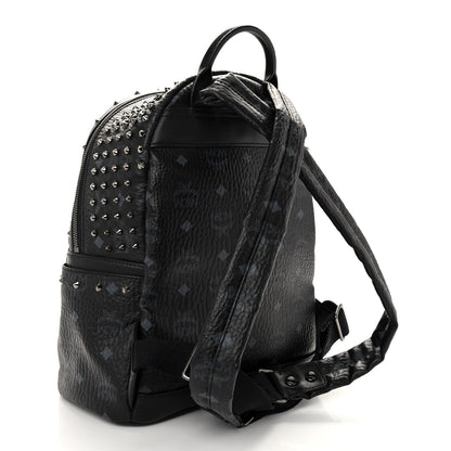 MCM Visetos Swarovski Studded Small Diamond Backpack Black 4 of 11
