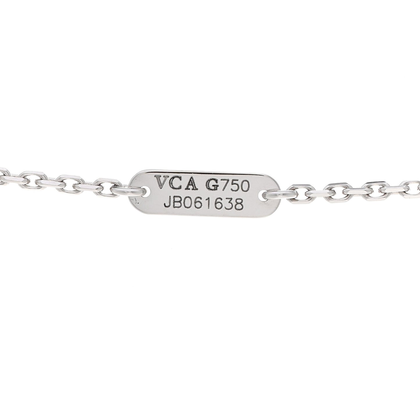 18K White Gold Mother Of Pearl Vintage Alhambra Pendant Necklace