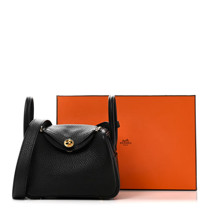 Hermes Taurillon Clemence Mini Lindy 20 Black 11 of 11