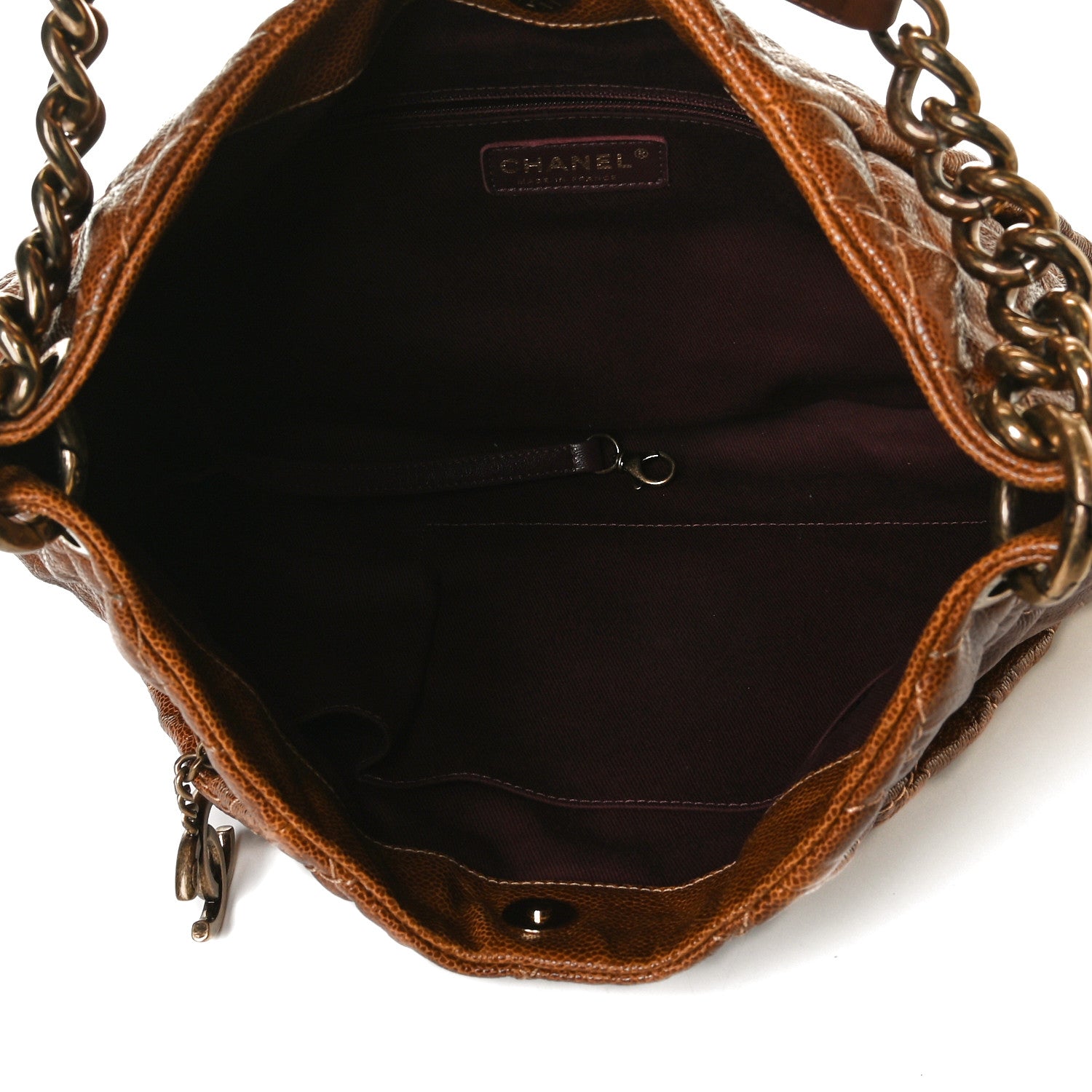 Chanel Crumpled Grained Calfskin Coco Pleats Hobo Brown 4 of 17