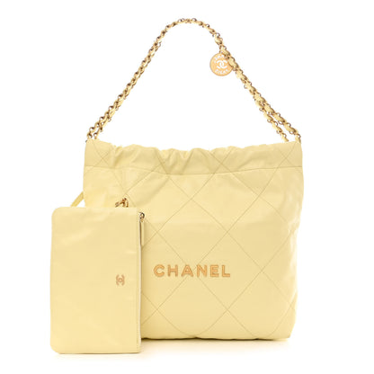 Chanel Shiny Calfskin Quilted Small Chanel 22 Light Yellow 1 of 12