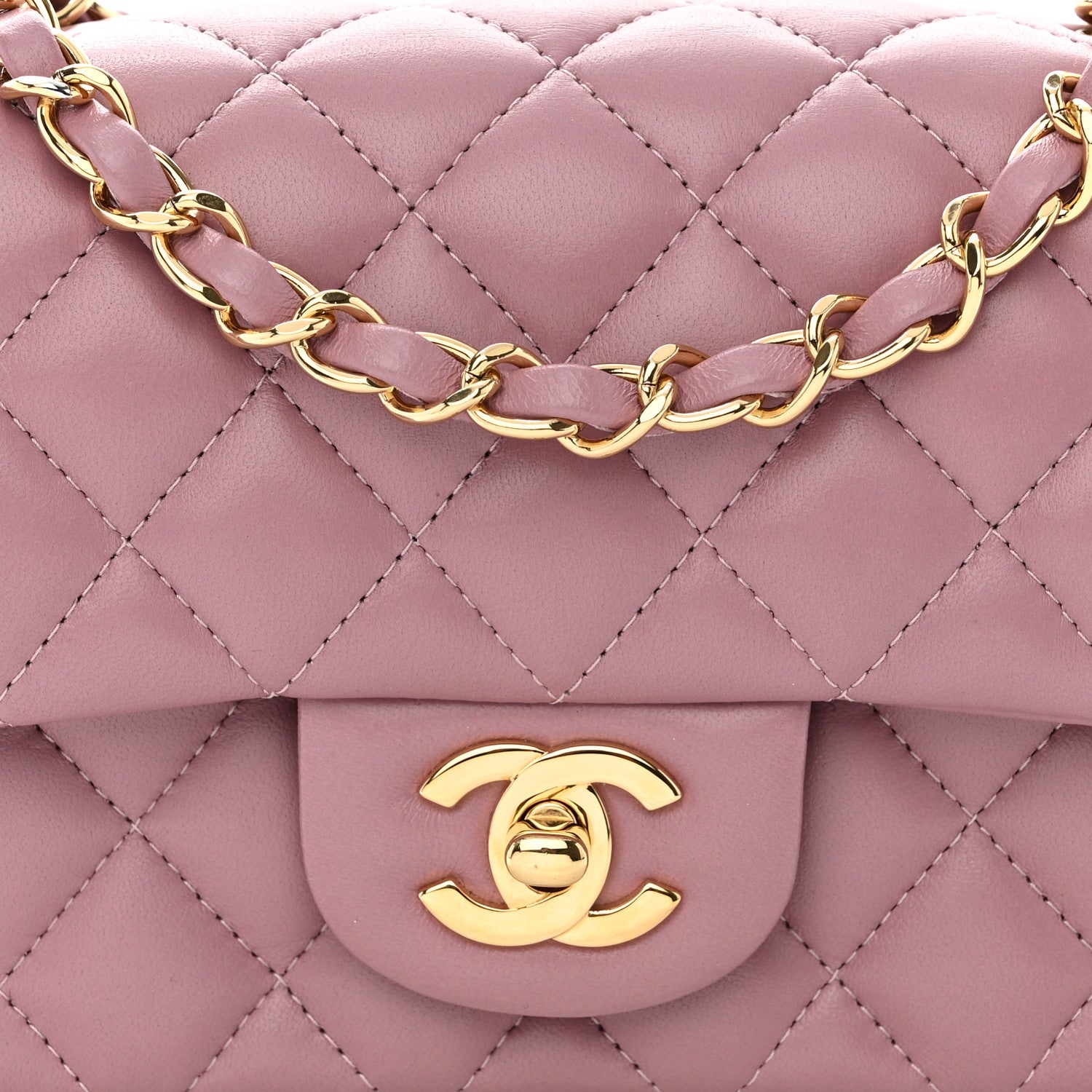 Chanel Lambskin Quilted Mini Rectangular Flap Light Purple 8 of 12