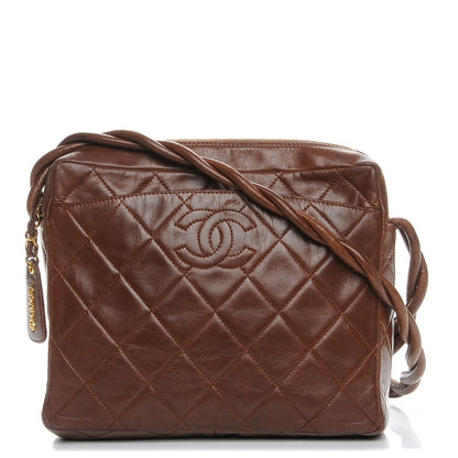 Chanel Lambskin Quilted Camera Case Brown 1 of 9