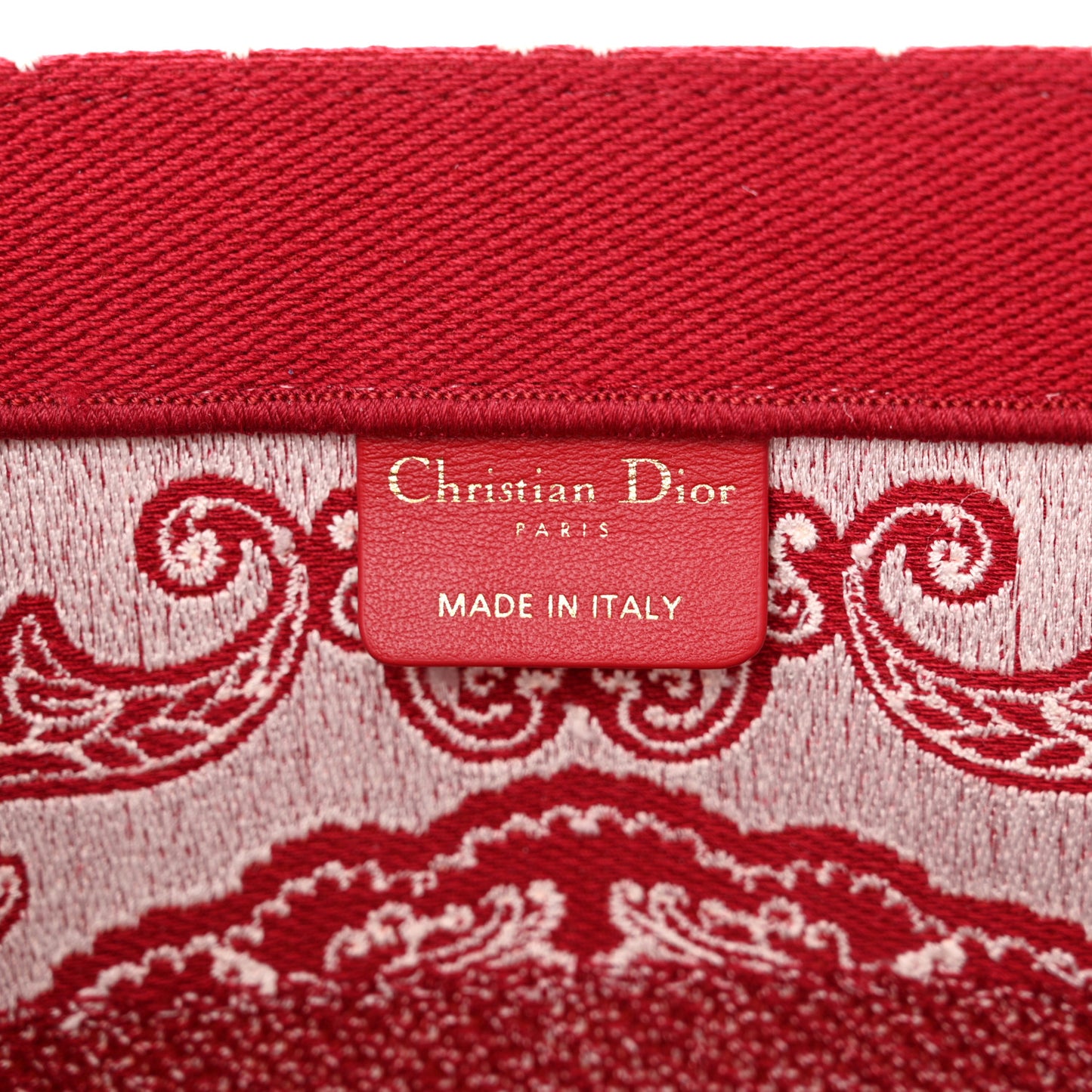 Canvas Embroidered Medium Book Tote Red White