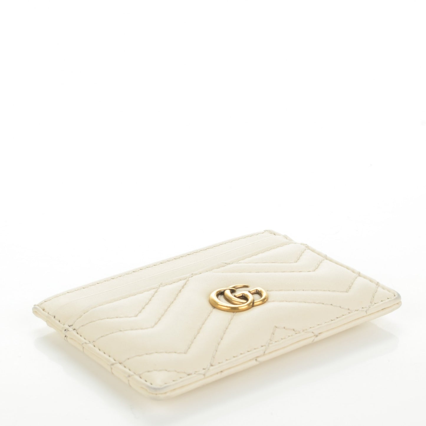 Calfskin Matelasse GG Marmont Card Holder White