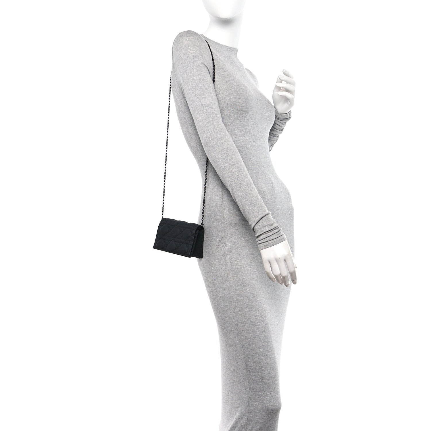 Christian Dior Ultra Matte Calfskin Cannage Mini Waist Pouch on Chain Black 2 of 11