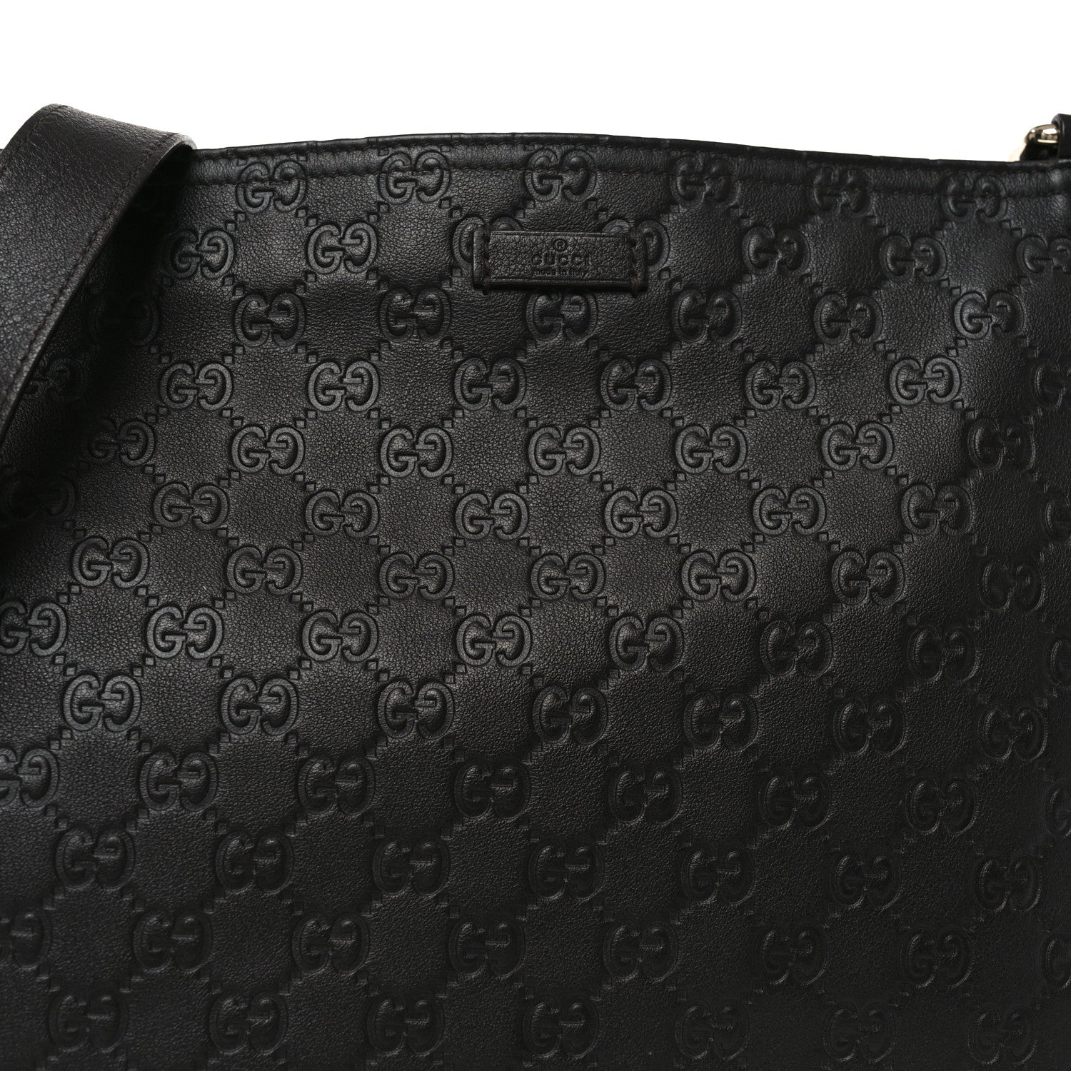 Gucci Guccissima Medium Flat Messenger Bag Black 8 of 10