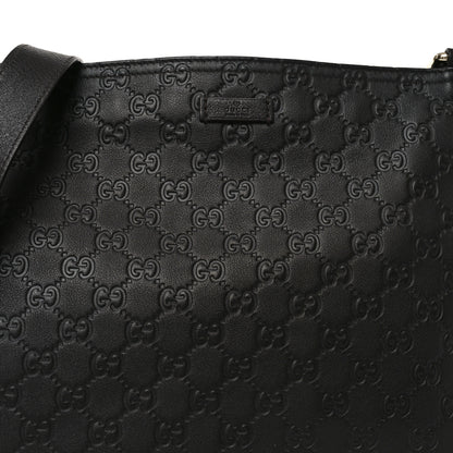 Gucci Guccissima Medium Flat Messenger Bag Black 8 of 10