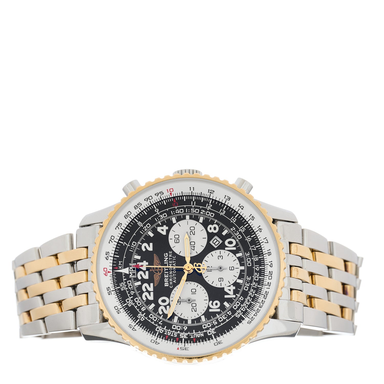 Breitling Stainless Steel 18K Yellow Gold 41mm Navitimer Cosmonaute Chronograph Automatic Watch Black D22322 2 of 4