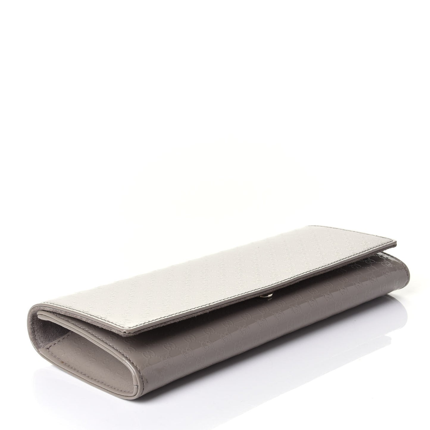 Patent Microguccissima Small Broadway Clutch Grey
