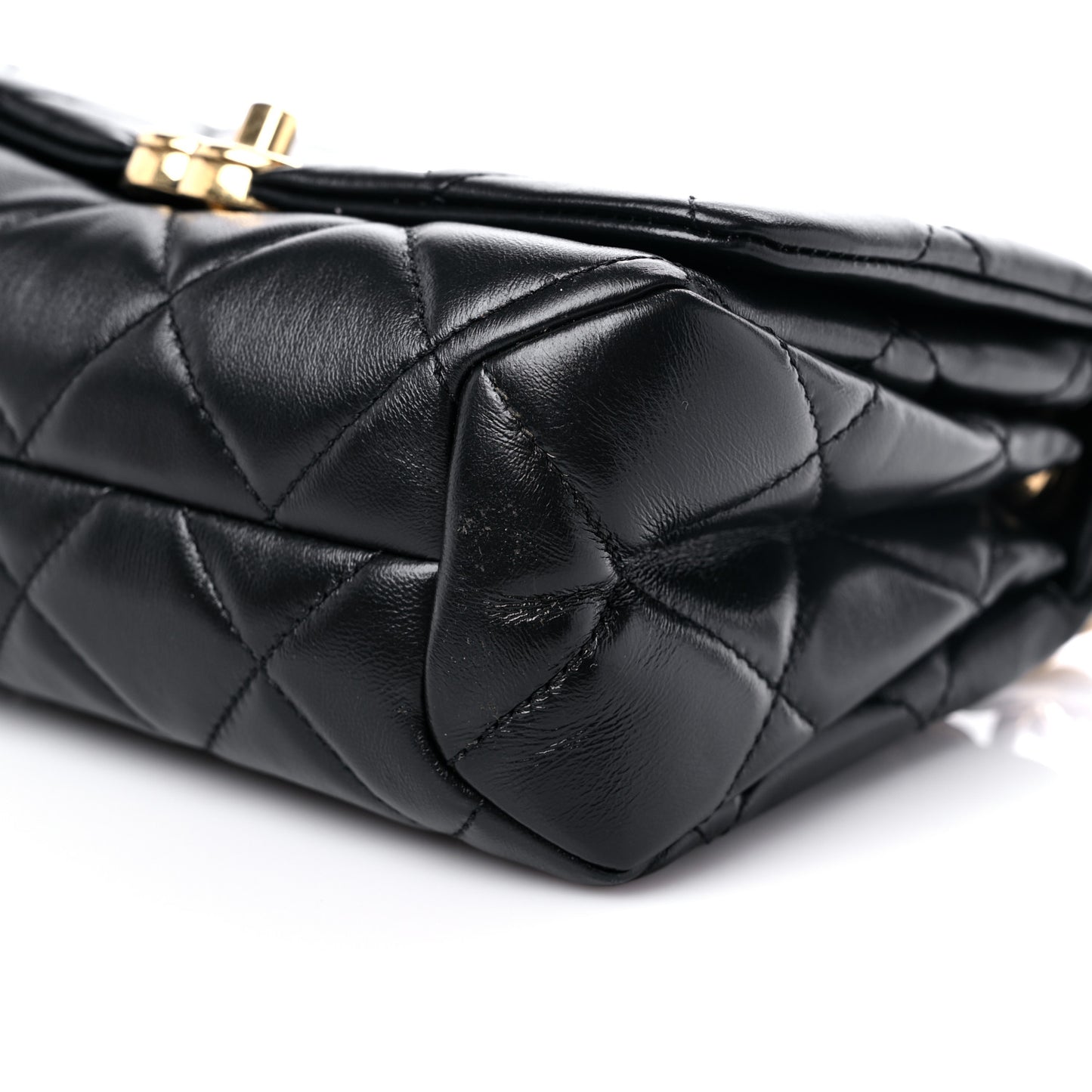 Lambskin Quilted Small Color Match Flap Black