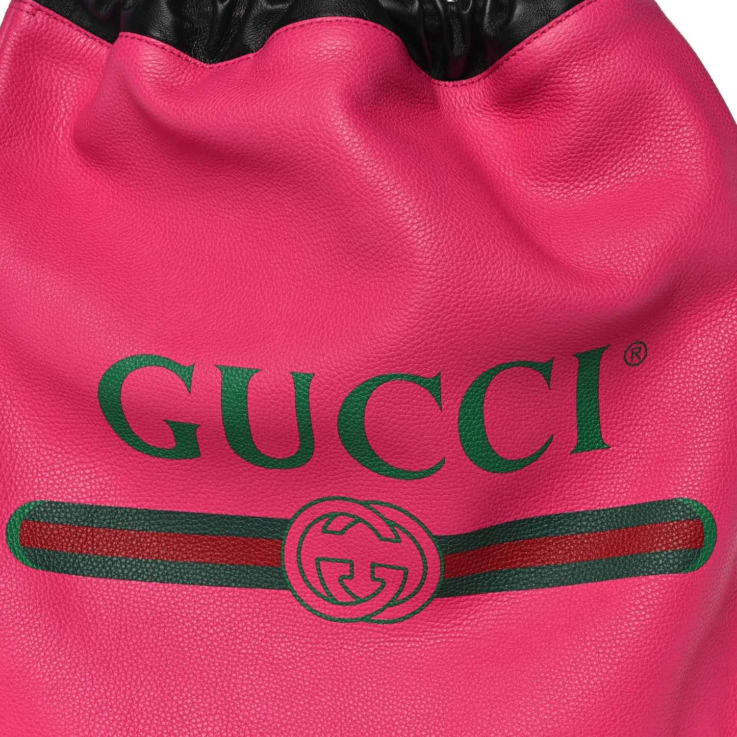 Grained Calfskin Logo Drawstring Backpack Box Pink Green Black