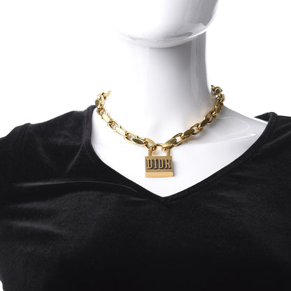 Christian Dior Metal Lucky Locket Choker Necklace Aged Gold 2 of 5