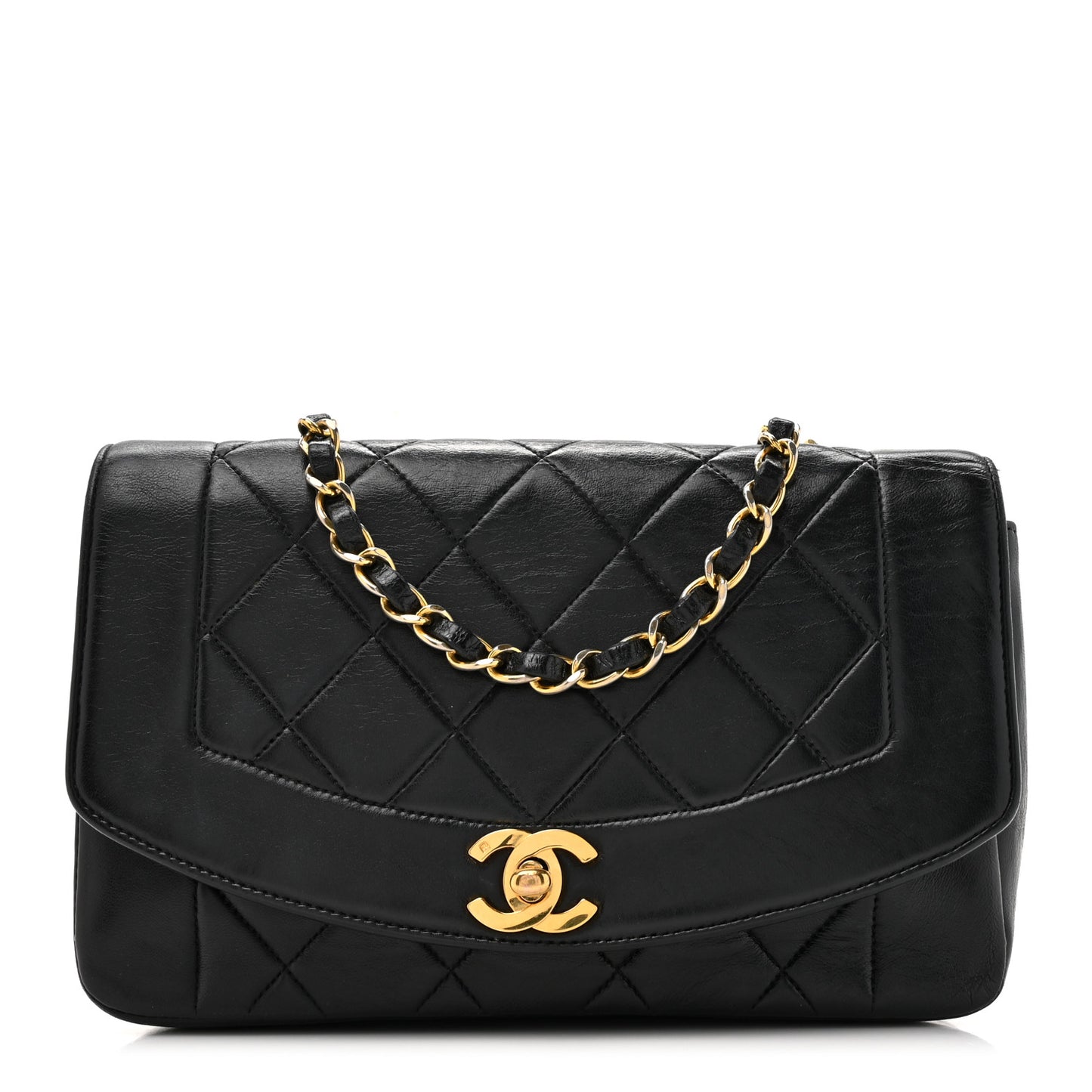 Lambskin Quilted Small Single Flap Black