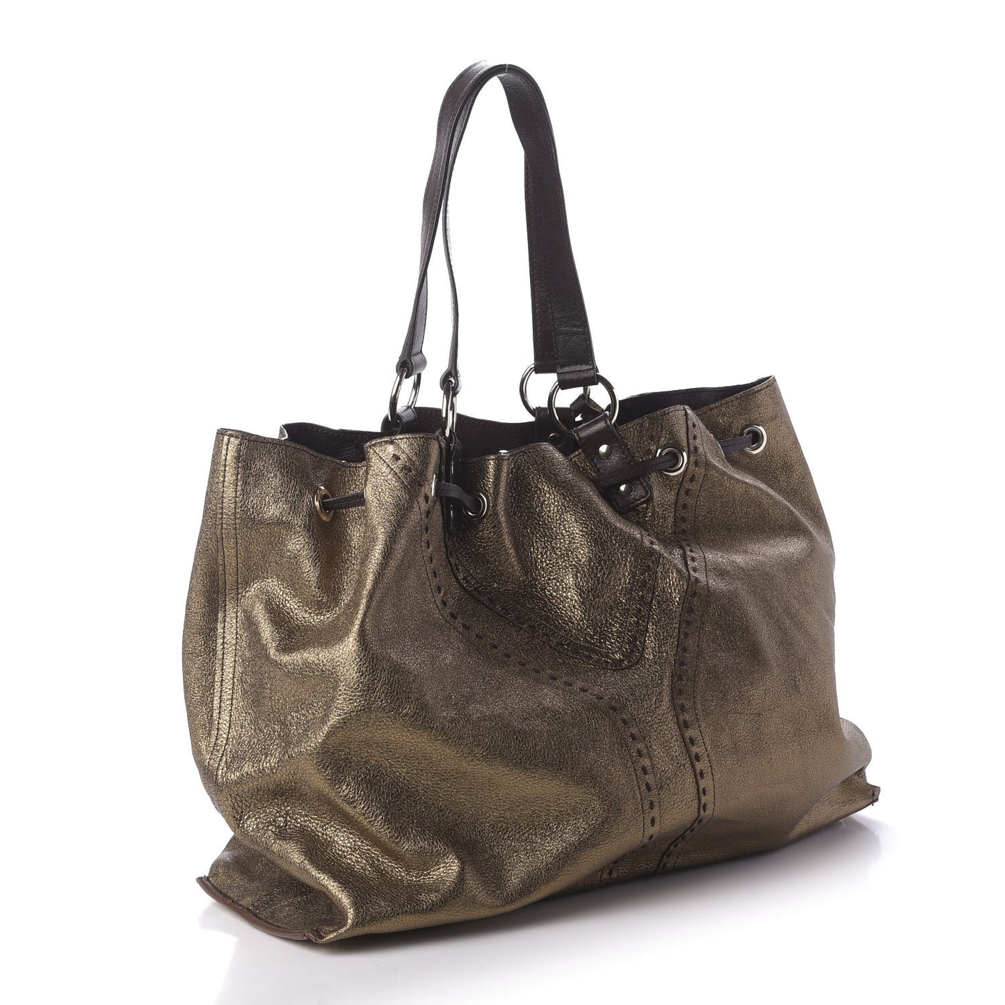 Calfskin Reversible Double Sac Y Tote Gold Brown