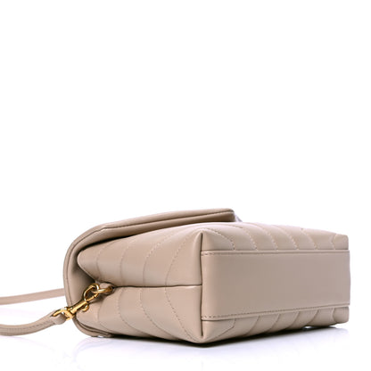 Saint Laurent Calfskin Y Quilted Monogram Toy Loulou Crossbody Bag Dark Beige 3 of 4