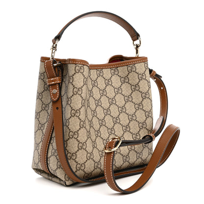 Gucci GG Supreme Monogram Emblem Small Shoulder Bag Beige Ebony Sundial 3 of 11