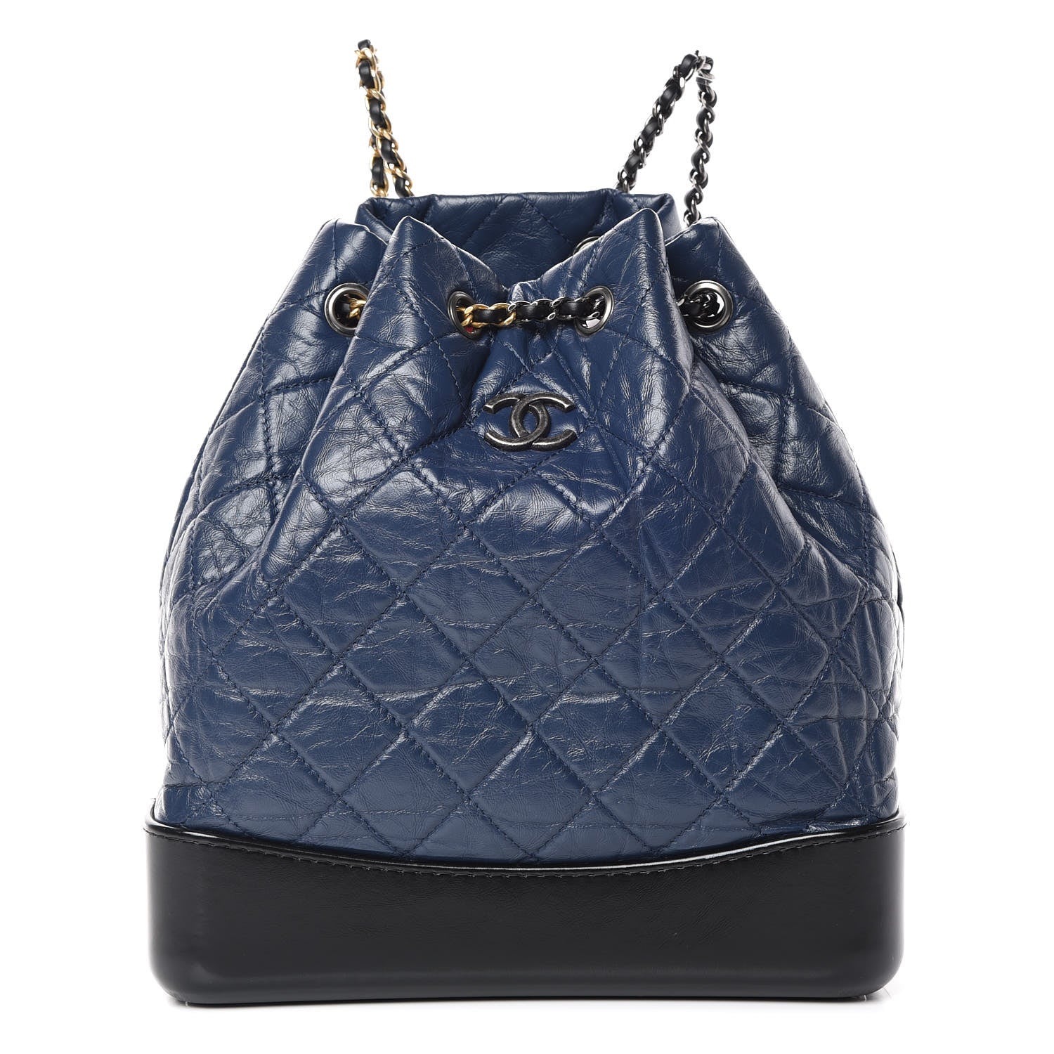 Chanel Aged Calfskin Quilted Gabrielle Backpack Navy Black 1 of 11