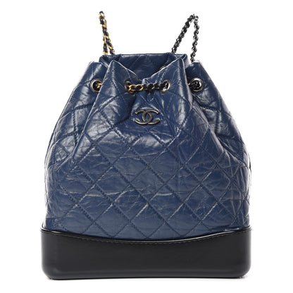 Chanel Aged Calfskin Quilted Gabrielle Backpack Navy Black 1 of 11