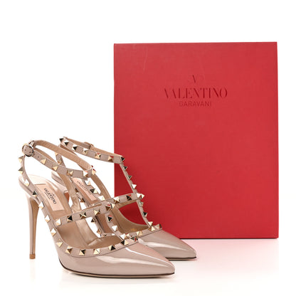 Valentino Garavani Patent Nappa Rockstud Ankle Strap 100mm Pumps 39 Poudre 12 of 12