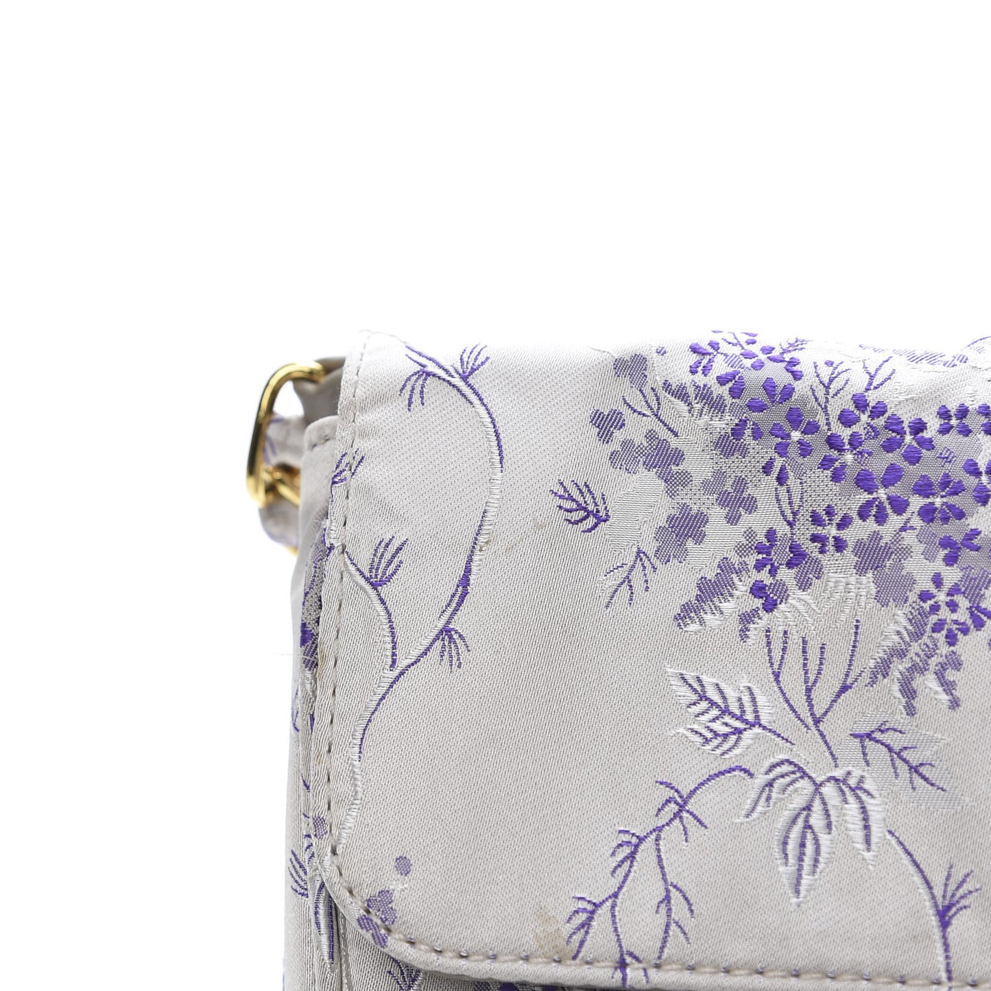 Tessuto Nylon Jacquard Floral Print Shoulder Bag Glicine