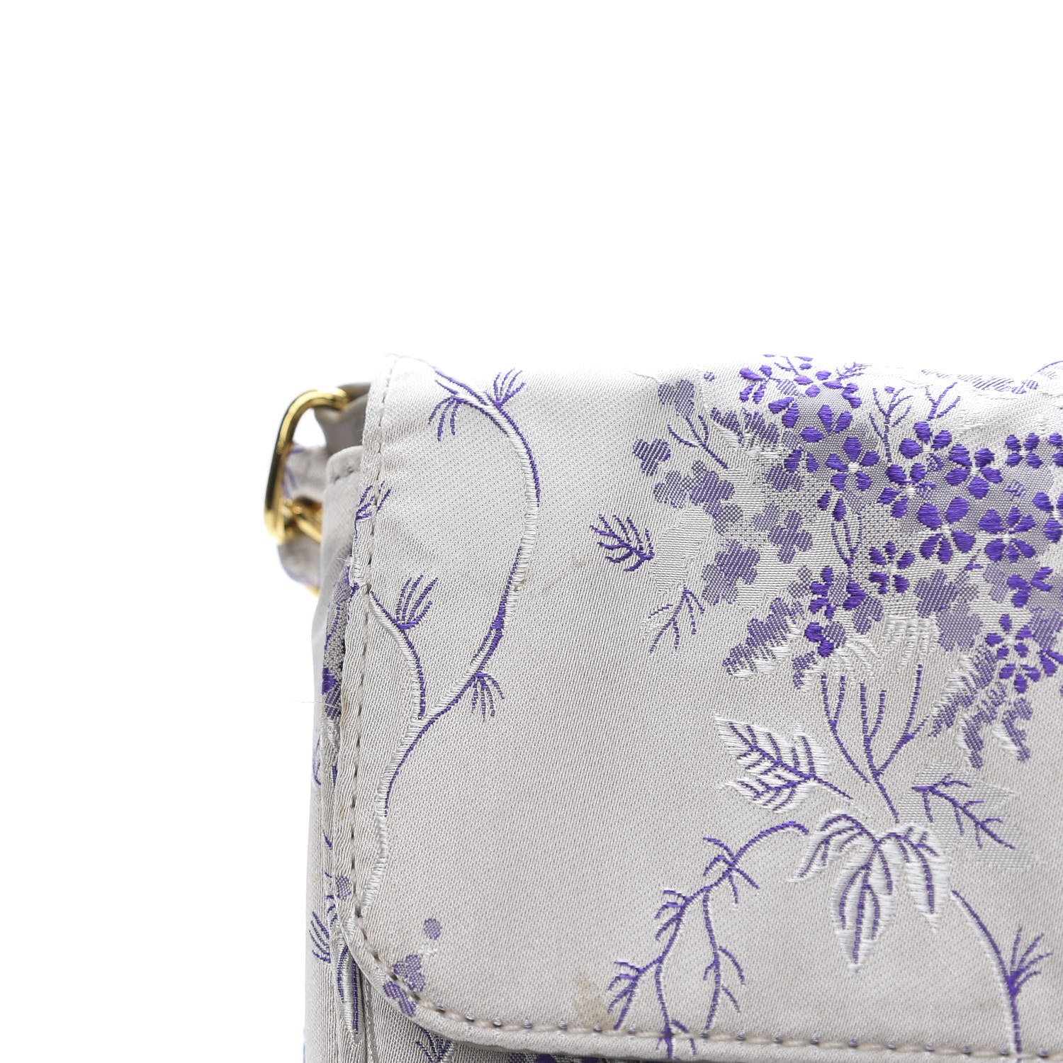 Prada Tessuto Nylon Jacquard Floral Print Shoulder Bag Glicine 11 of 11