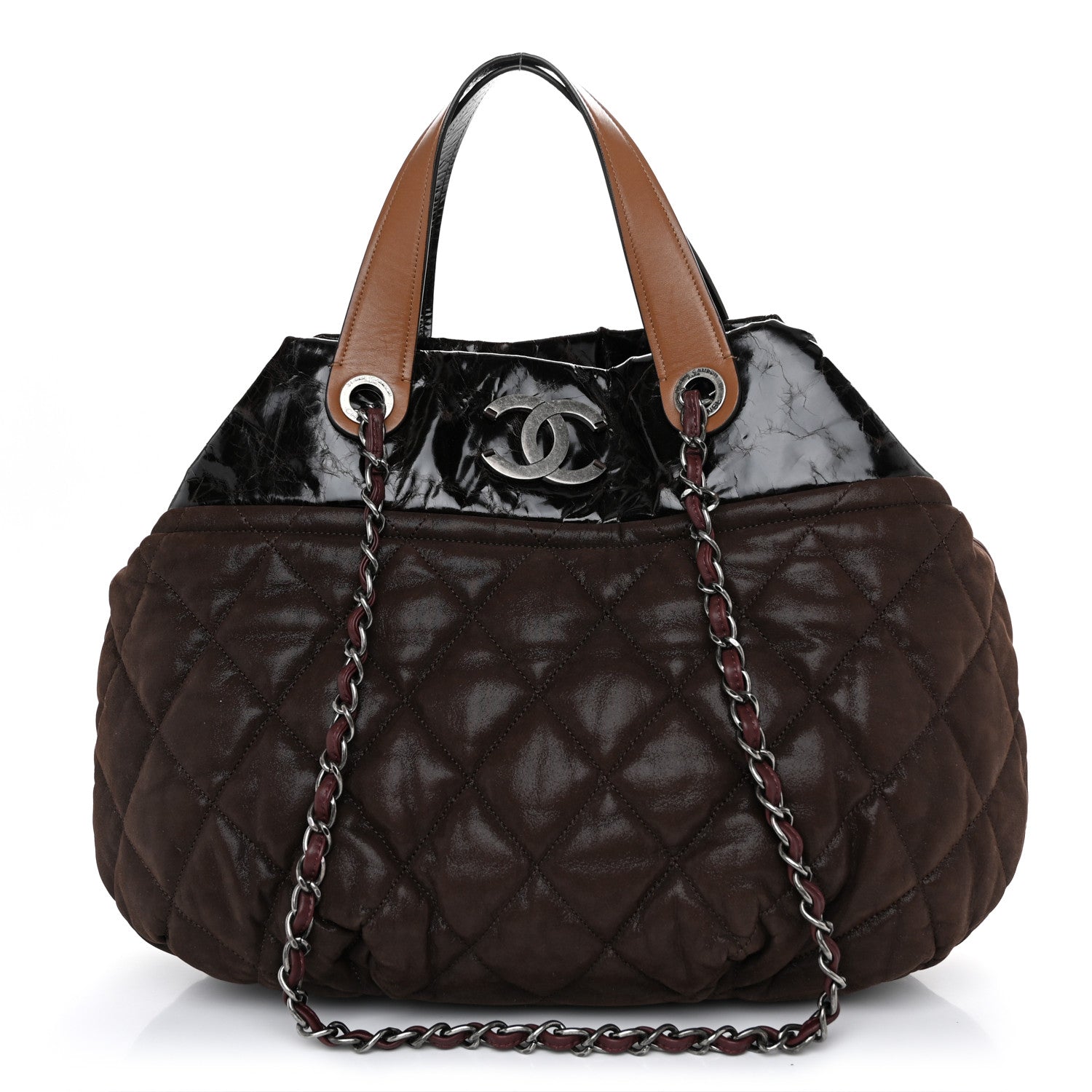 Chanel Iridescent Calfskin Quilted Large In The Mix Tote Dark Brown 1 of 10