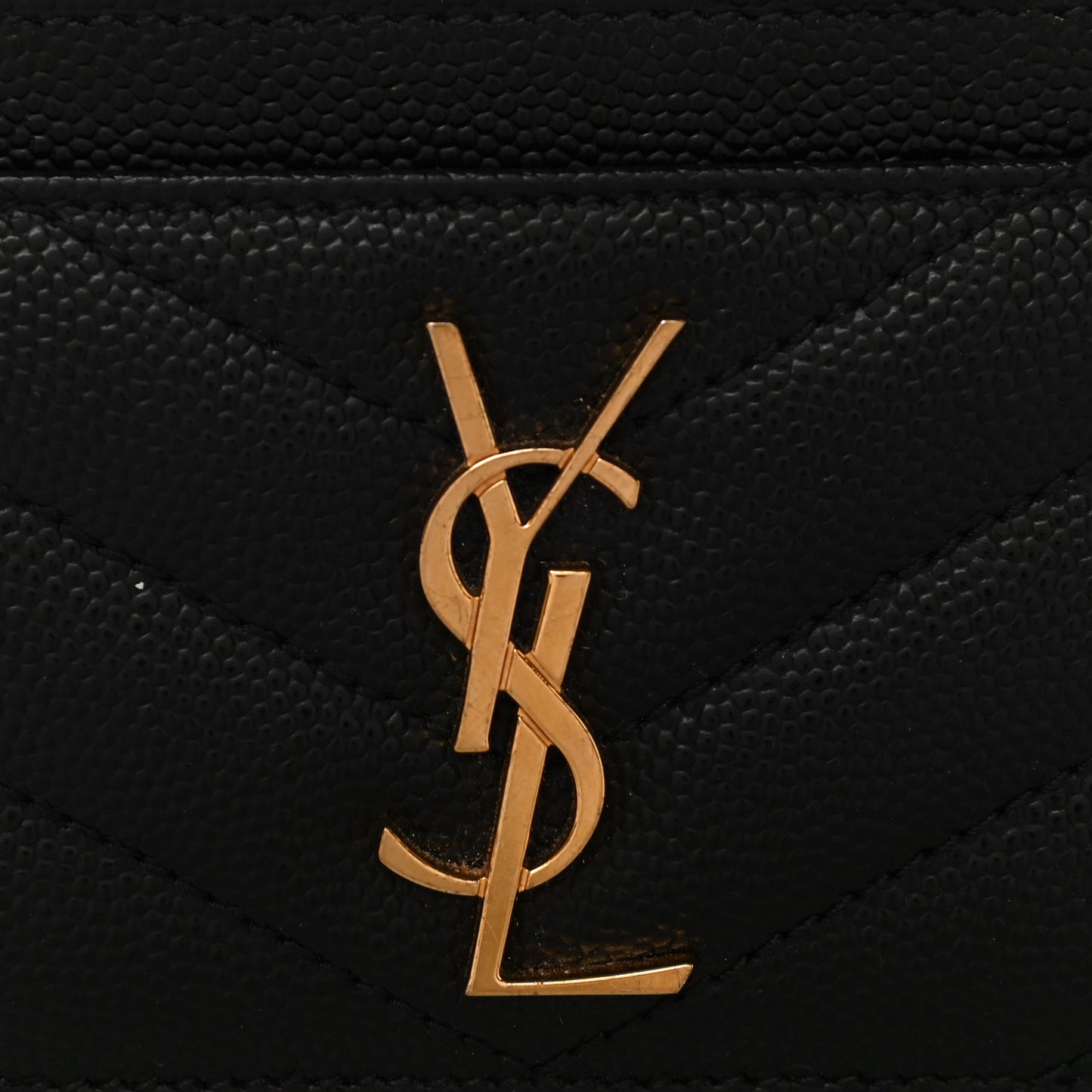 Grain De Poudre Matelasse Chevron Monogram Credit Card Case Black