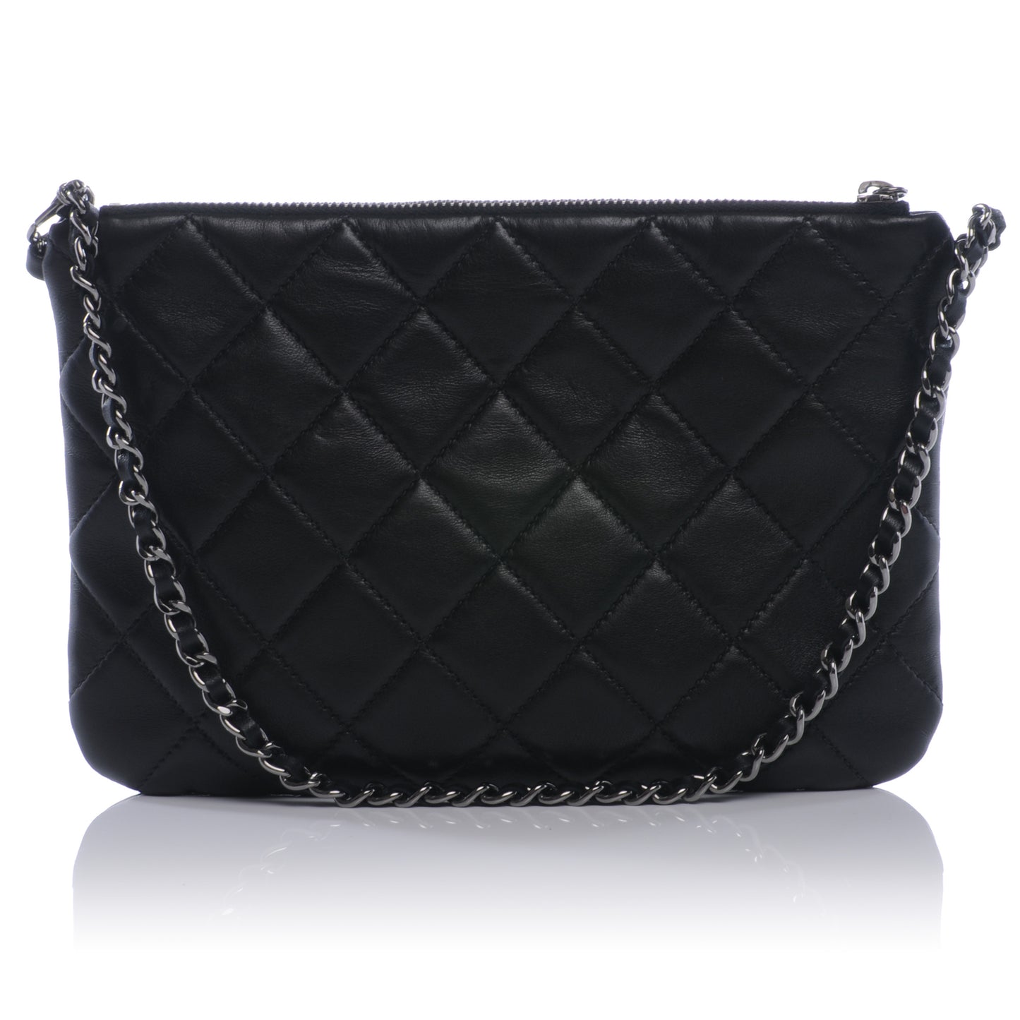 Lambskin Mineral Nights Flap Wristlet Black