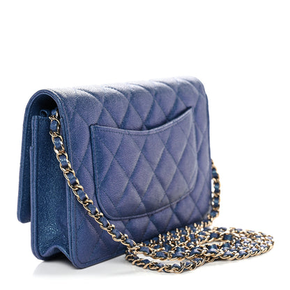 Chanel Iridescent Caviar Quilted Wallet on Chain WOC Dark Blue 3 of 12