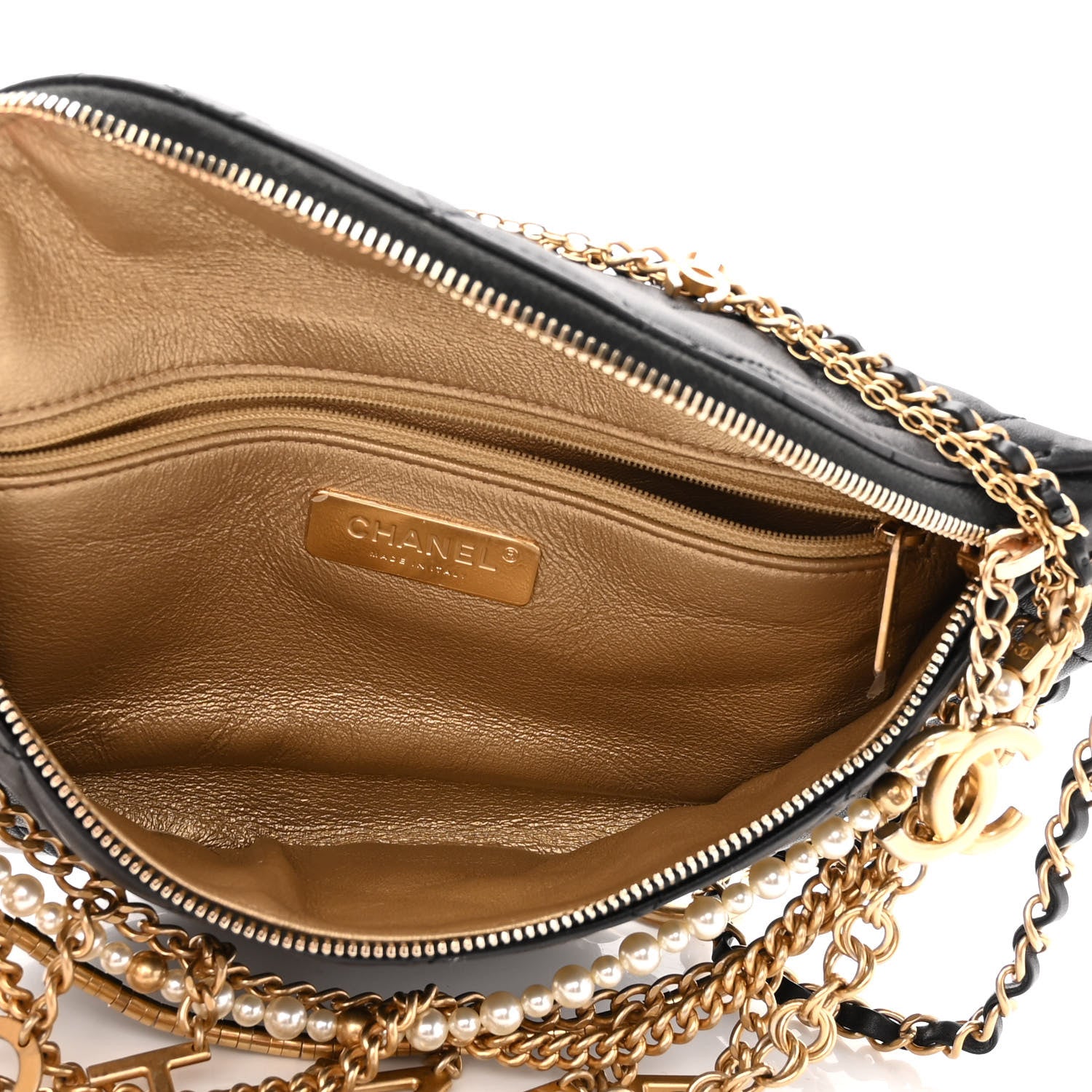 Chanel Lambskin Quilted All About Chains Waist Belt Bag Black 5 of 10