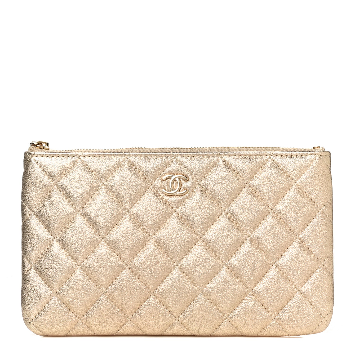 Chanel Metallic Lambskin Quilted Cosmetic Case Gold 1 of 11