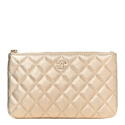 Chanel Metallic Lambskin Quilted Cosmetic Case Gold 1 of 11