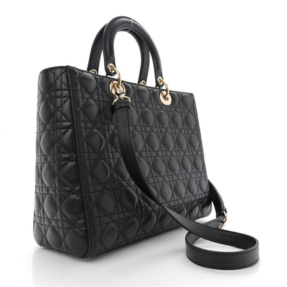 Christian Dior Lambskin Cannage Large Lady Dior Black 3 of 10