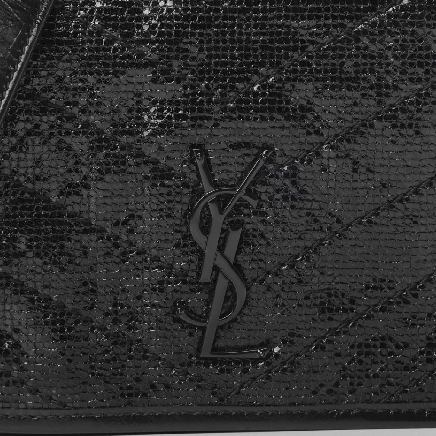 Metallic Cracked Calfskin Monogram Niki Chain Wallet Black
