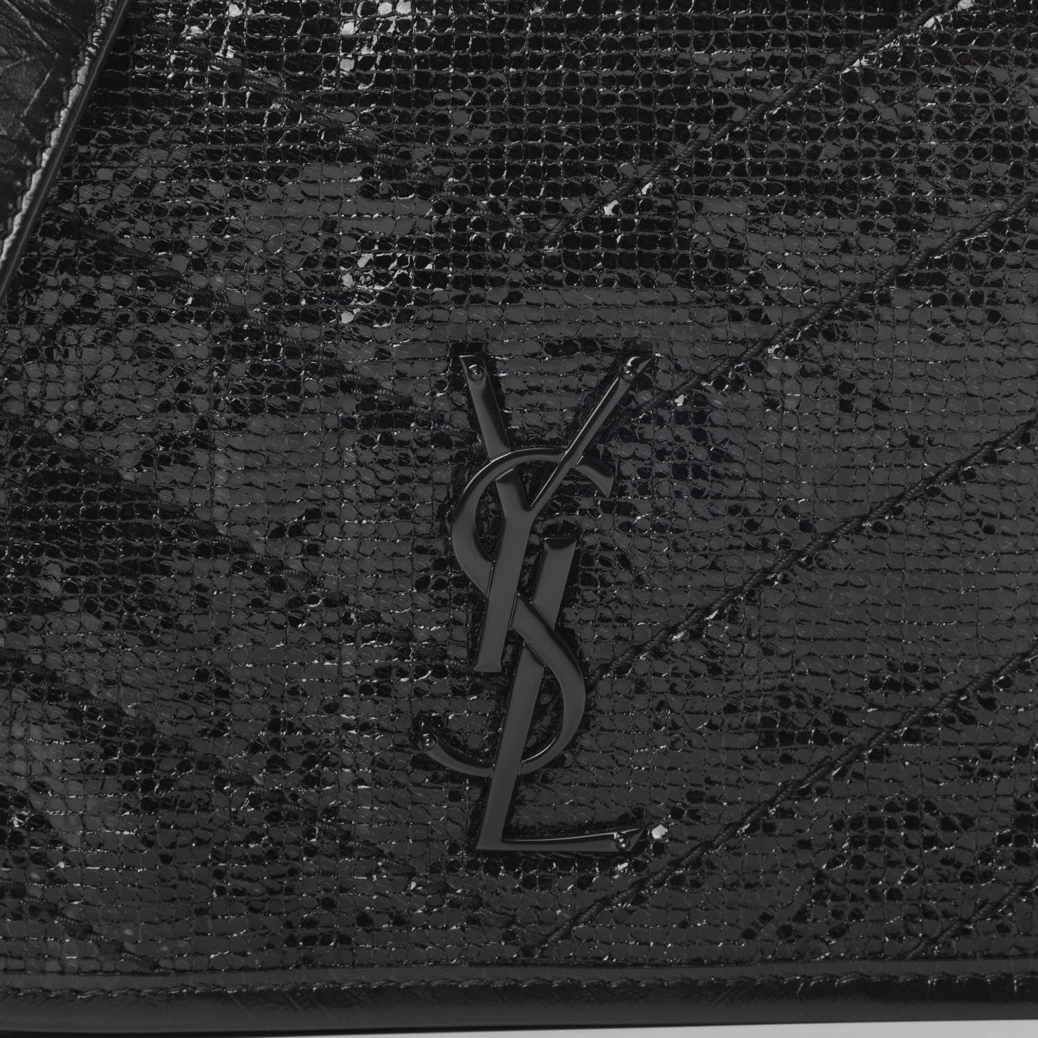 Saint Laurent Metallic Cracked Calfskin Monogram Niki Chain Wallet Black 8 of 11