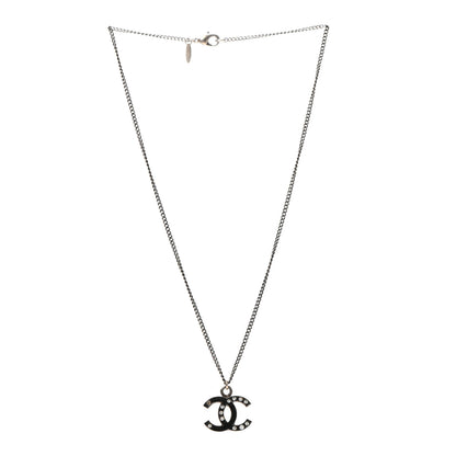 Chanel Enamel Crystal Pearl CC Pendant Necklace Ruthenium 3 of 6