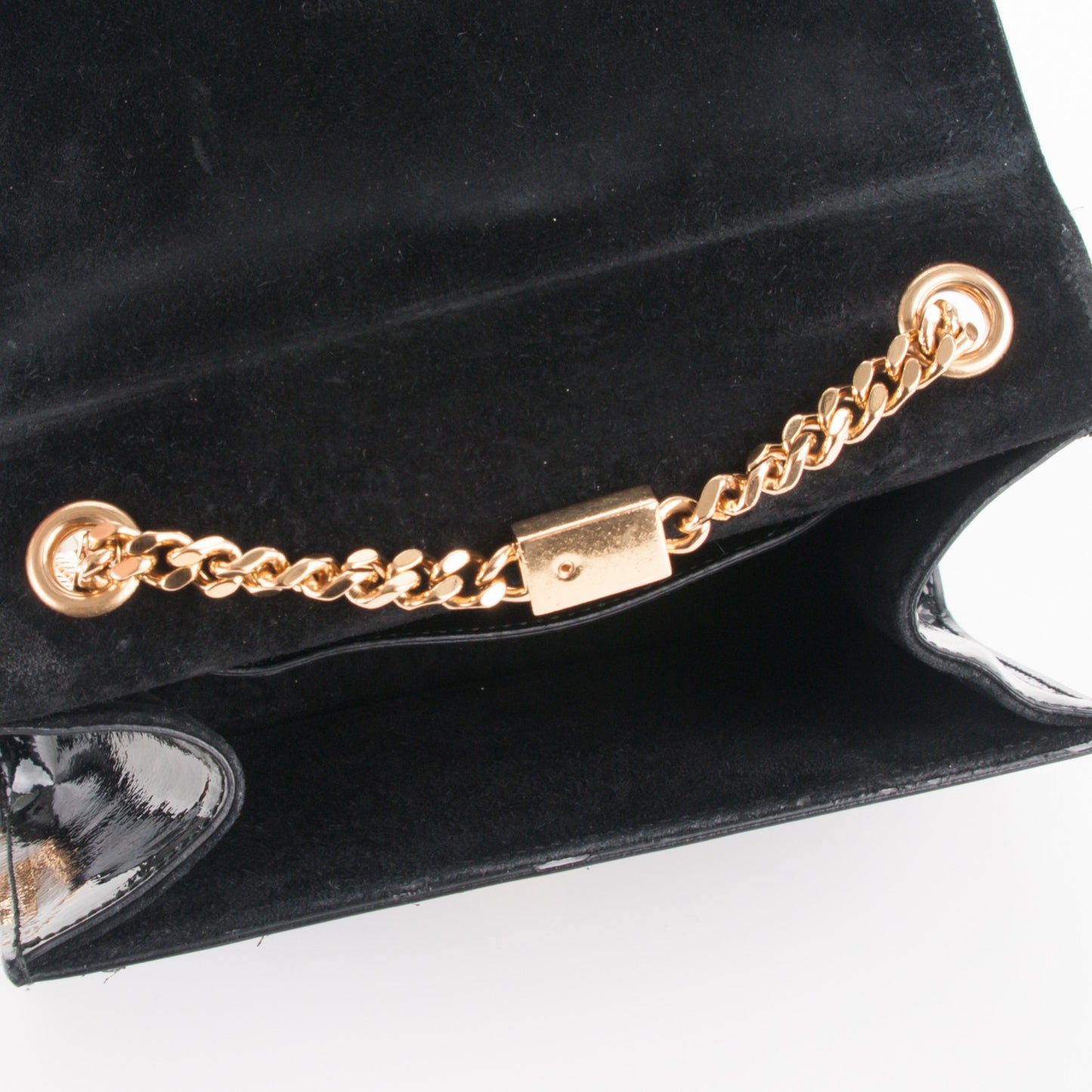 Patent Small Monogram Kate Satchel Black