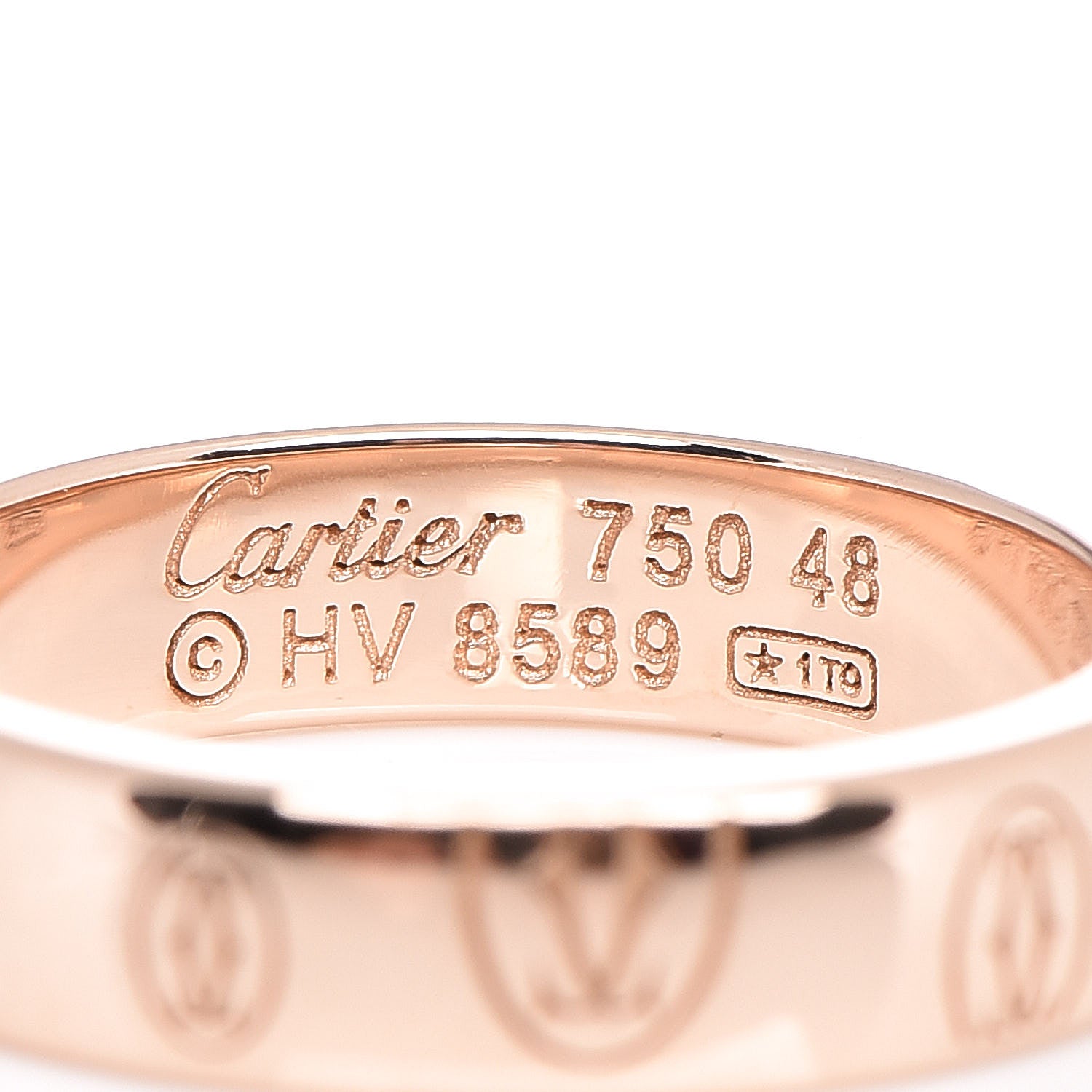 Cartier 18K Pink Gold 4mm Happy Birthday Band Ring 48 4.5 4 of 5