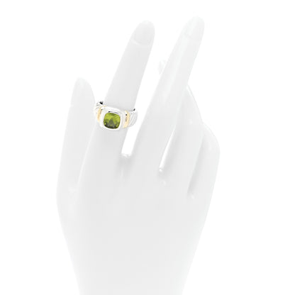 David Yurman Sterling Silver 14K Yellow Gold Peridot 7mm Noblesse Ring 53 6.5 2 of 4