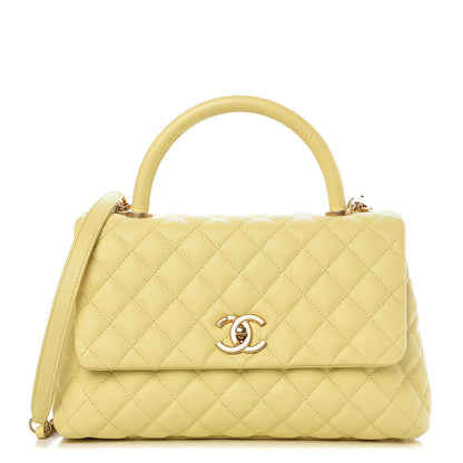Chanel Caviar Quilted Small Coco Handle Flap Yellow 1 of 9