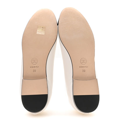 Chanel Lambskin Cap Toe CC Ballerina Flats 39 White Black 6 of 9