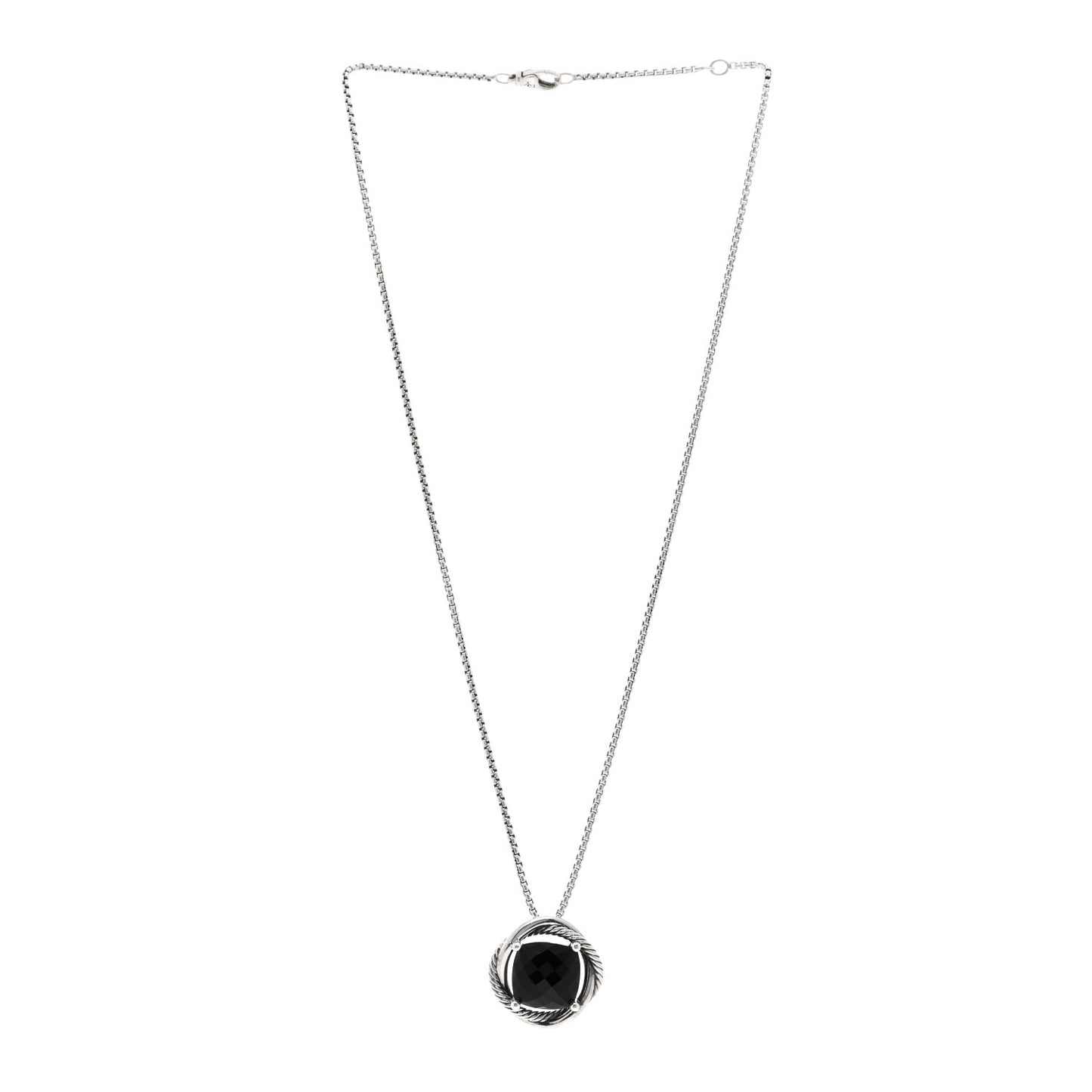 Sterling Silver Black Onyx 14mm Infinity Pendant Necklace
