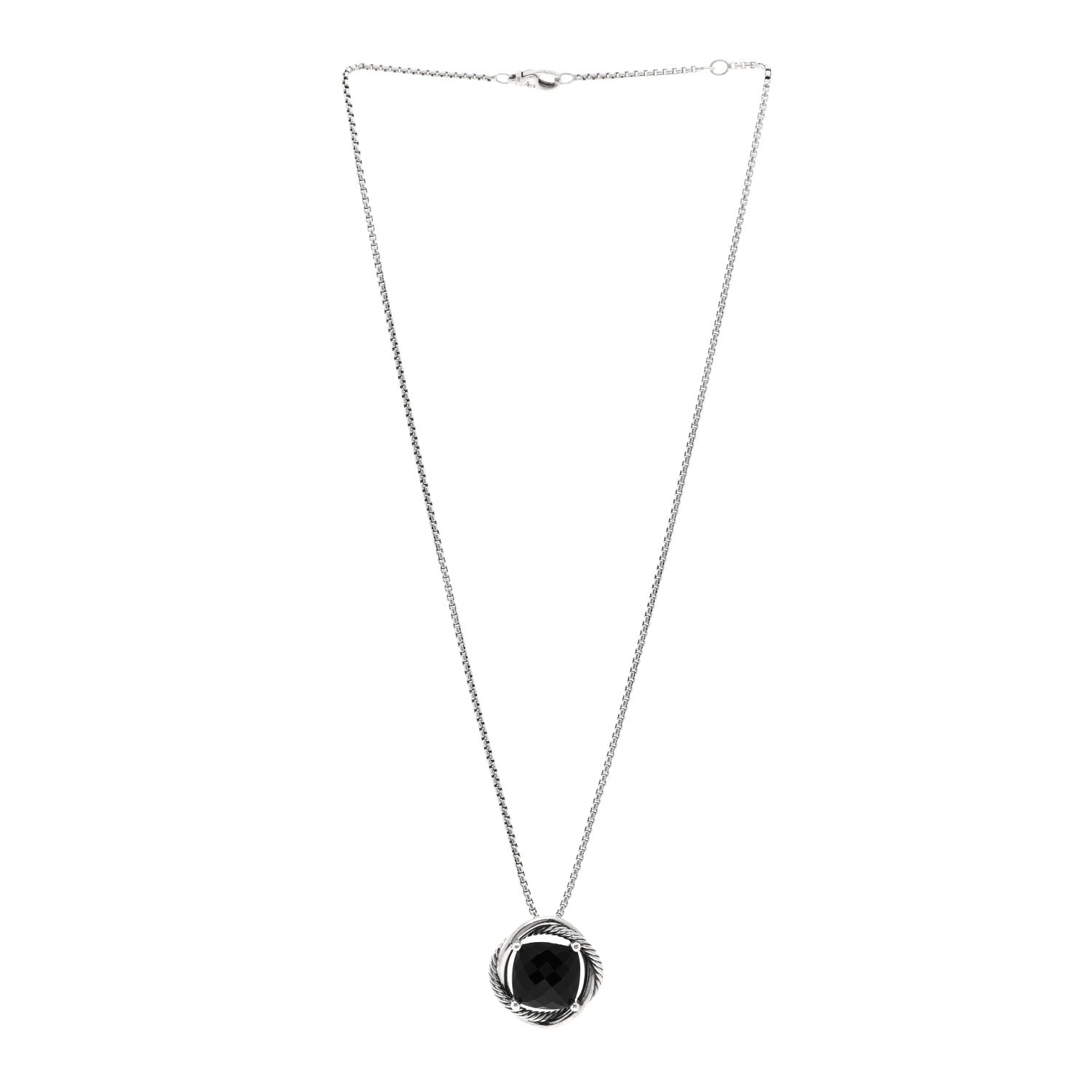 David Yurman Sterling Silver Black Onyx 14mm Infinity Pendant Necklace 3 of 4