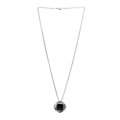 David Yurman Sterling Silver Black Onyx 14mm Infinity Pendant Necklace 3 of 4