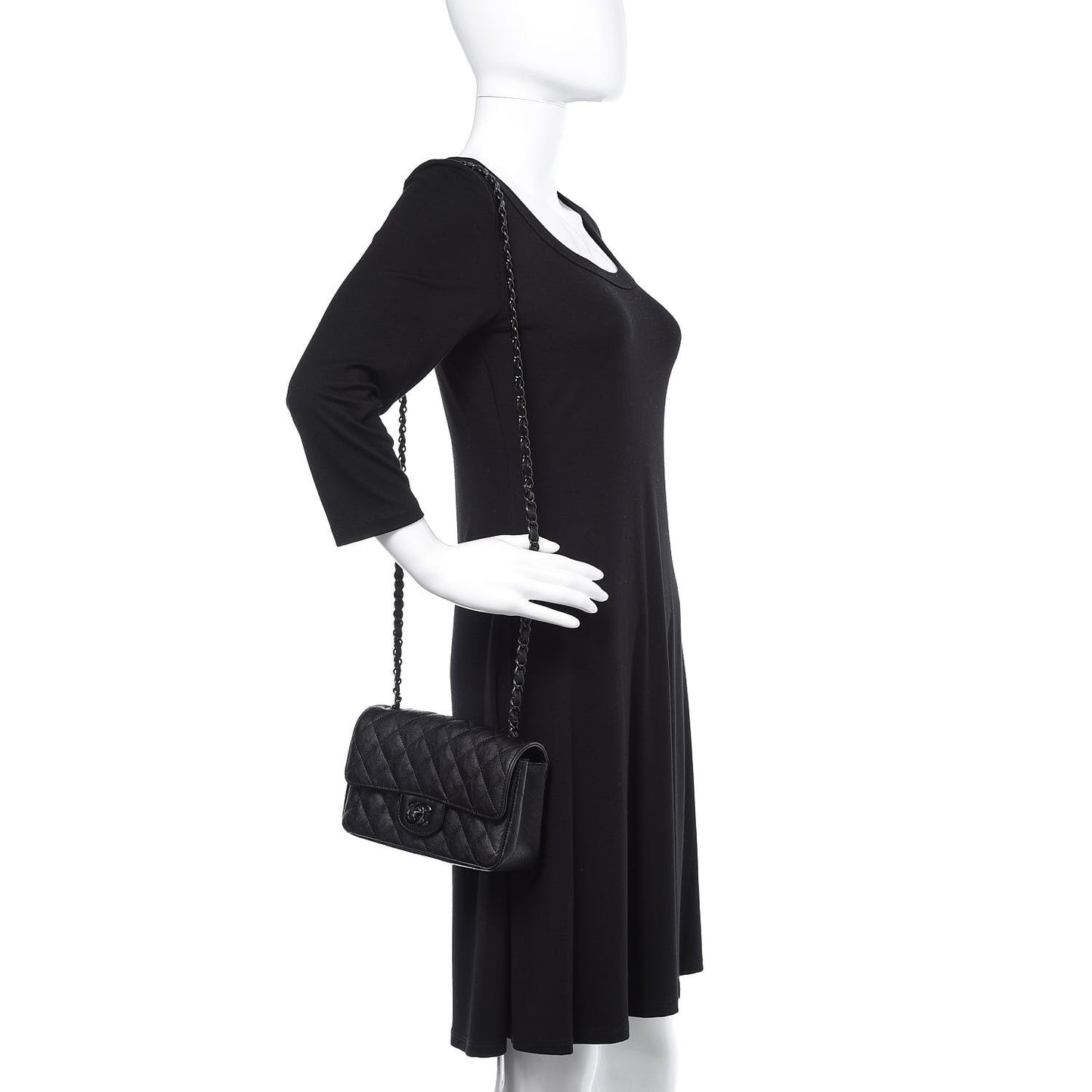 Crumpled Calfskin Quilted Mini Rectangular Flap So Black